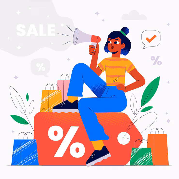 hand drawn sale illustration with characters 52683 67393